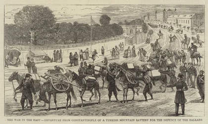 The War in the East, Departure from Constantinople of a Turkish Mountain Battery for the Defence of the Balkans